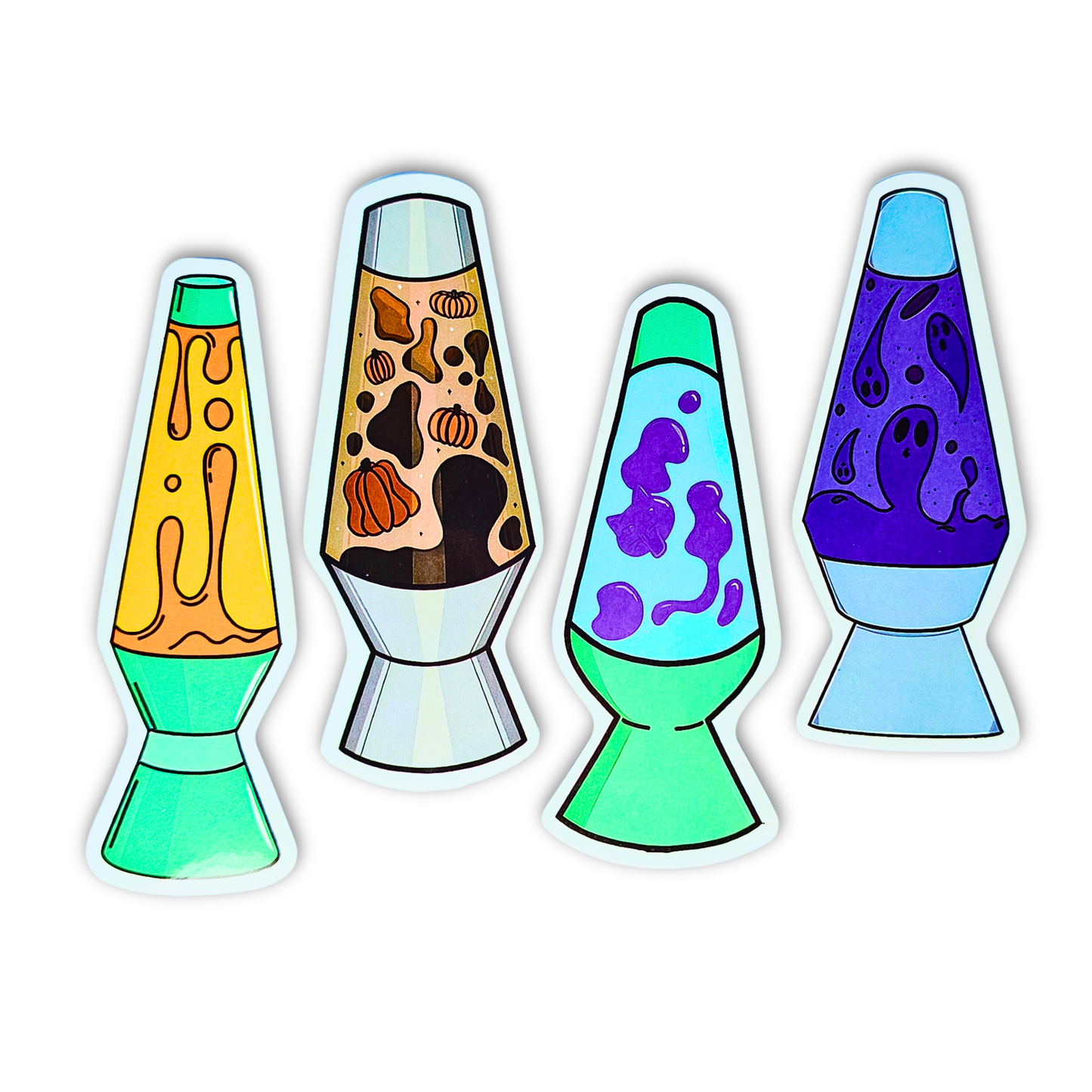 Moody Lava Lamp Sticker Set – 4pc Retro Vinyl Waterproof Decals (3")