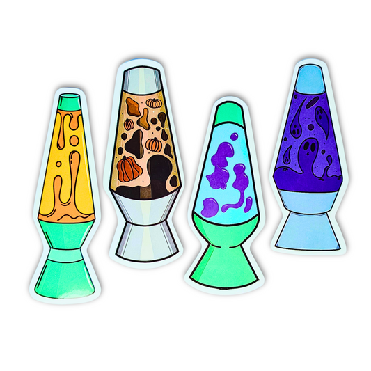 Moody Lava Lamp Sticker Set – 4pc Retro Vinyl Waterproof Decals (3")