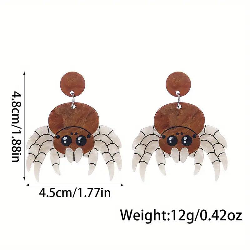 Cute Spider Drop Earrings – Acrylic Resin Halloween Jewelry