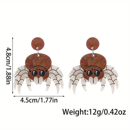 Cute Spider Drop Earrings – Acrylic Resin Halloween Jewelry