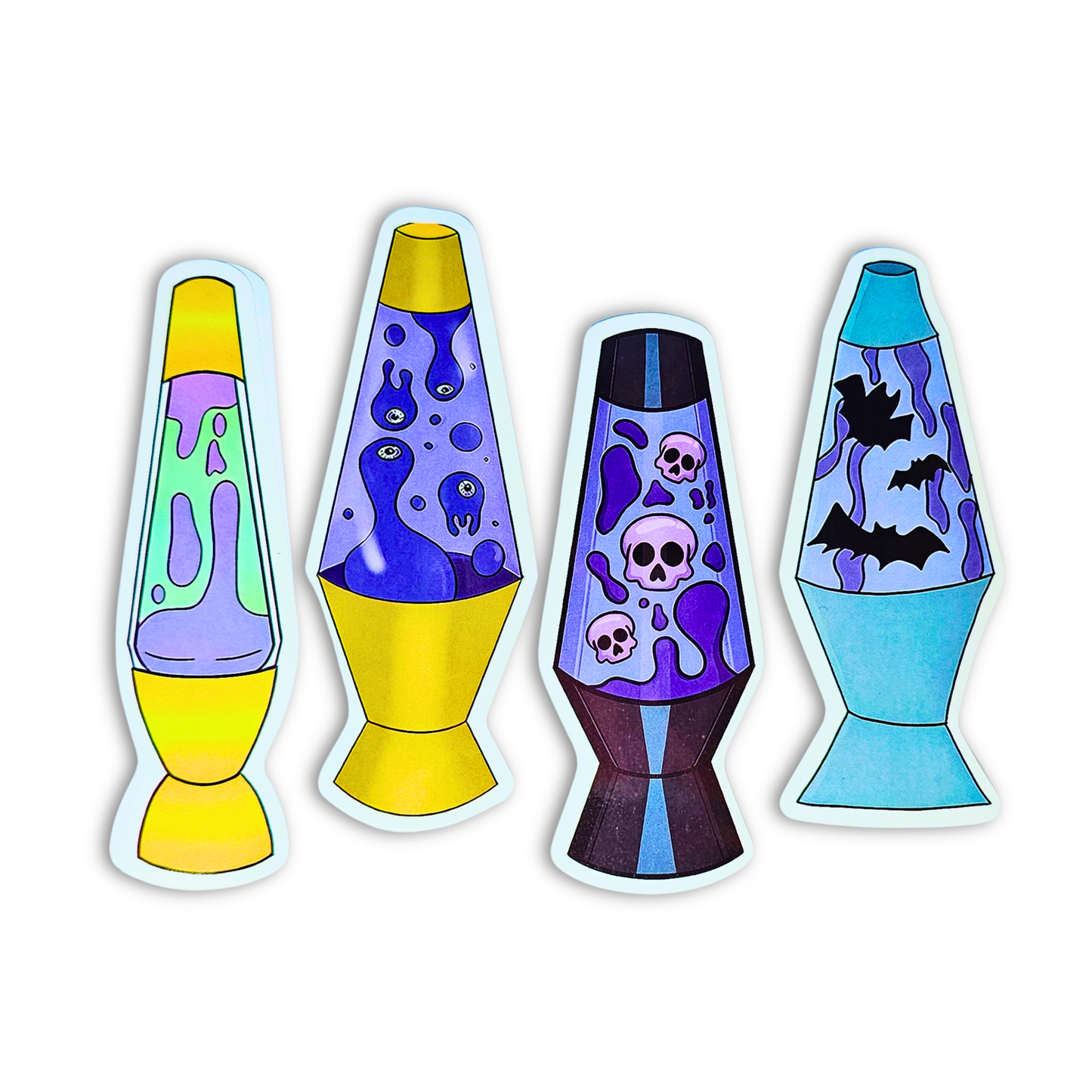 Spooky Lava Lamp Sticker Set – 4pc Halloween Vinyl Waterproof Decals (3")