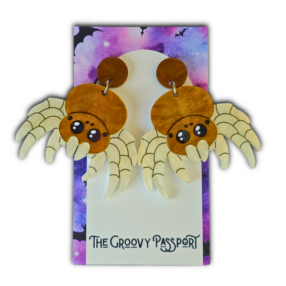 Cute Spider Drop Earrings – Acrylic Resin Halloween Jewelry