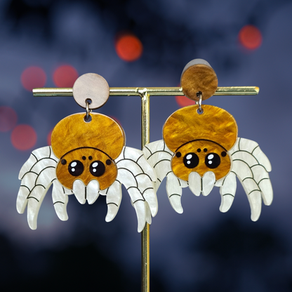 Cute Spider Drop Earrings – Acrylic Resin Halloween Jewelry